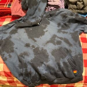 Blue and Black Tye Dye hoodie with sweats L/XL